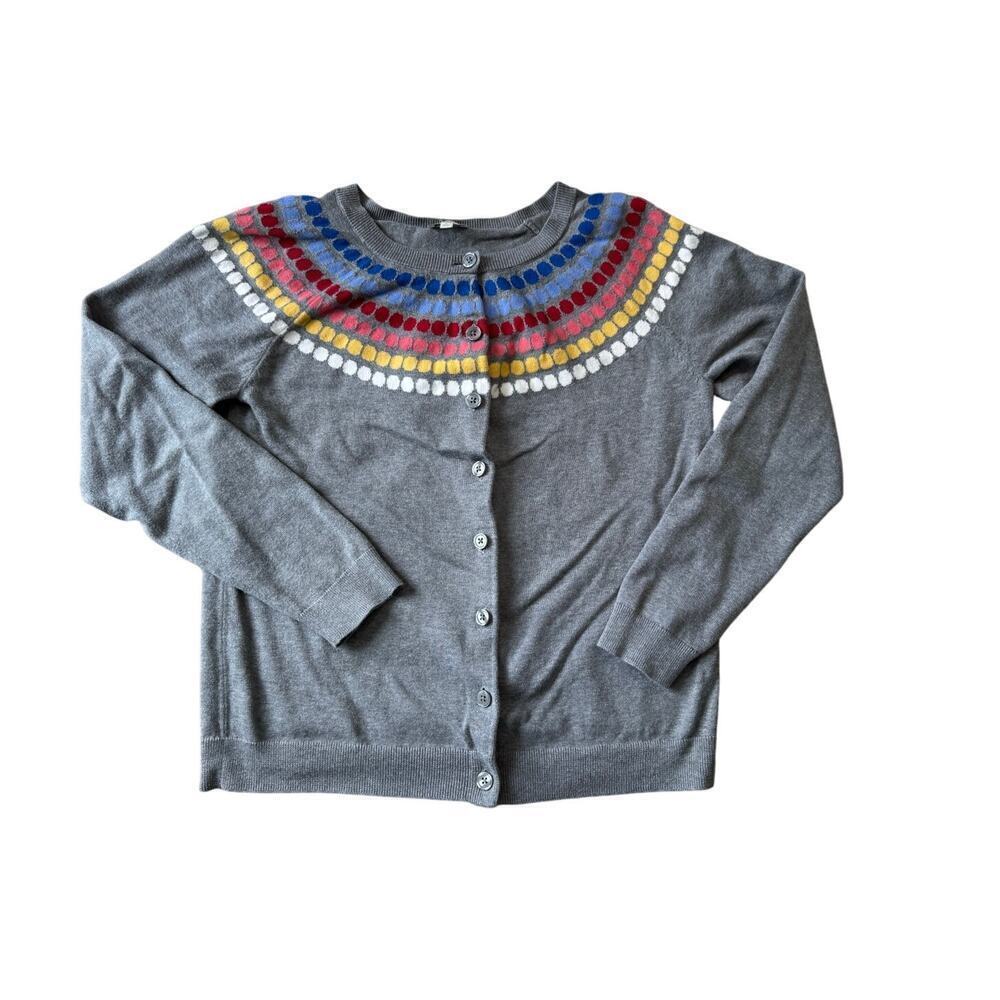 TALBOTS colorful Gray sweater, Size Large, 100% cotton